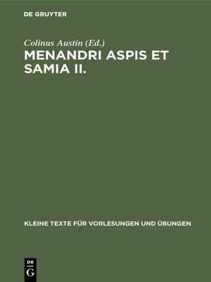 cover image of Menandri Aspis et Samia II.